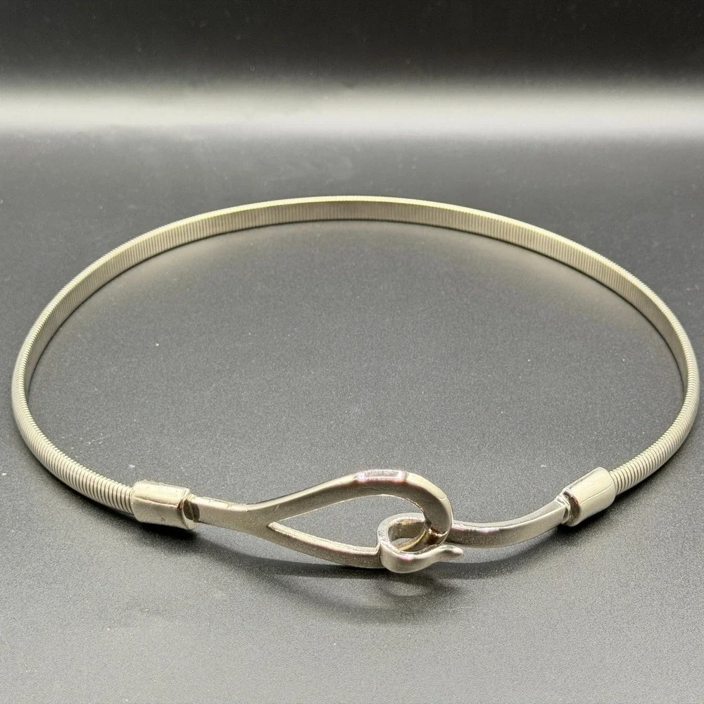 Silver Tone Flexible Snake Chain Necklace Hook Clasp Modern Minimalist Gift